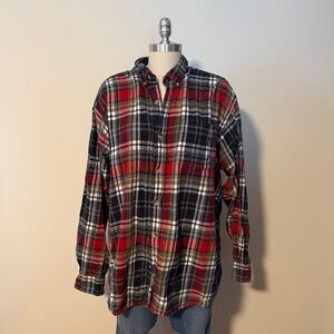 Red Head Red Multicolor Plaid Flannel Button Up